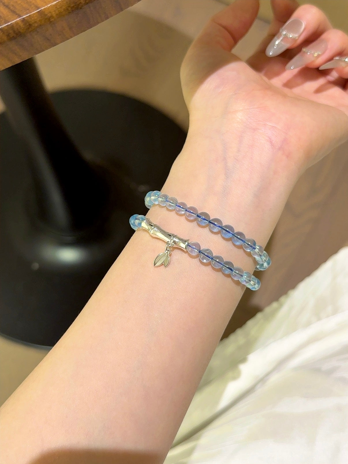 ▫️▪️ Aquamarine slub bracelet